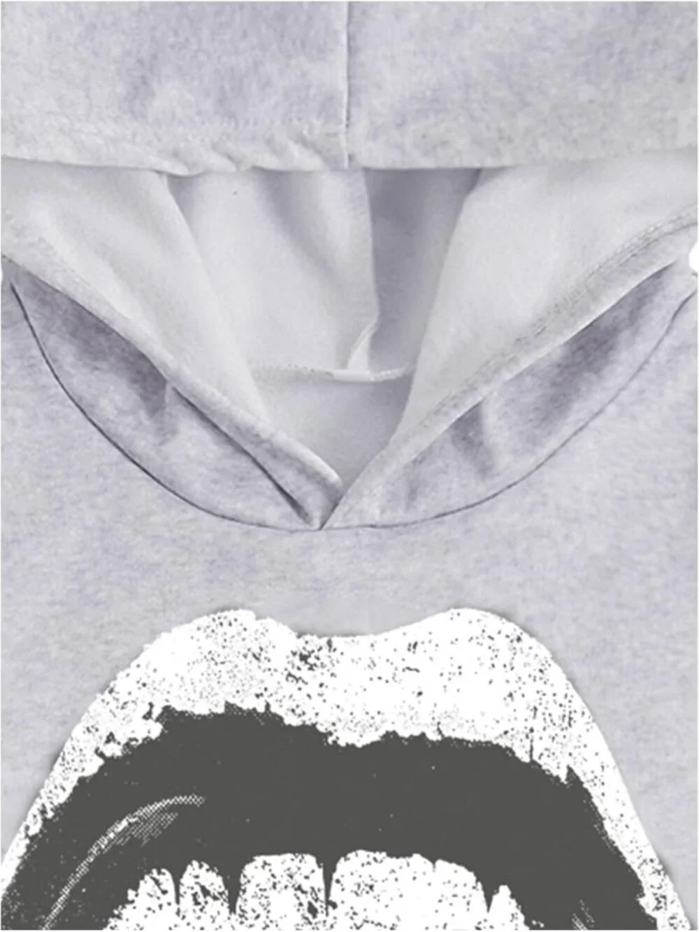 Men's Grey Soft Polyester Oversized Drop Shoulder Long Sleeve Graphic Hoodies - Picture 3 of 5